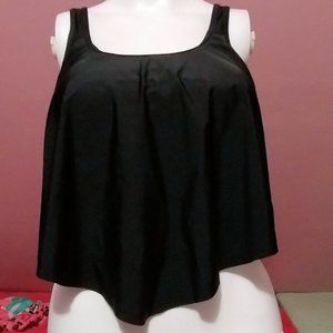 SouqFone Swimsuit Ruffled Flounce Top (M) Black